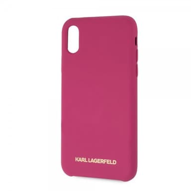 Karl Lagerfeld iPhone X/Xs Cover Silikonee LageRFeld Guld Logo Magenta