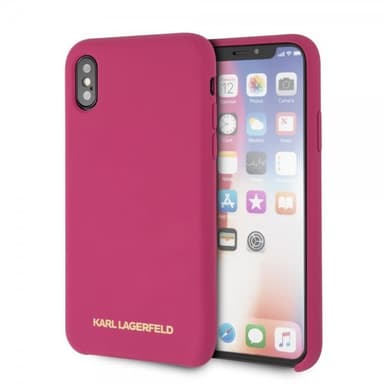 Karl Lagerfeld iPhone X/Xs Cover Silikonee LageRFeld Guld Logo Magenta