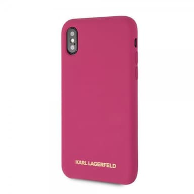 Karl Lagerfeld iPhone X/Xs Cover Silikonee LageRFeld Guld Logo Magenta