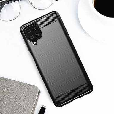 SKALO Samsung A12 Armor Carbon Stødsikker TPU-cover - Grå