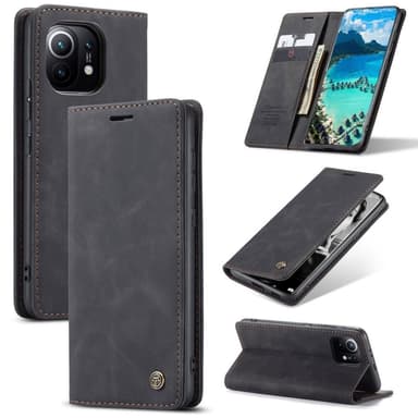 CASEME Retro tegnebog taske til Xiaomi Mi 11 - sort