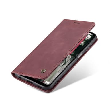 CASEME Retro Pung Taske til Samsung Galaxy A12 - Vinrød