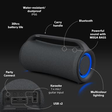 Sony trådløs bærbar højttaler SRS-XG500 (sort)