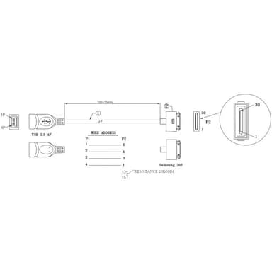 Renkforce USB-kabel USB 2.0 Samsung 30pol. Stik ,