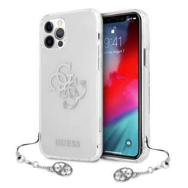 Guess iPhone 12 Pro Max Cover 4G Logo Sølv Klar