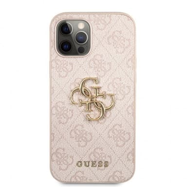 Guess iPhone 12/iPhone 12 Pro Cover Metal Logo Lyserød