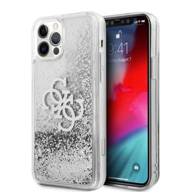 Guess iPhone 12 Pro Max Cover Liquid Glitter Sølv Klar