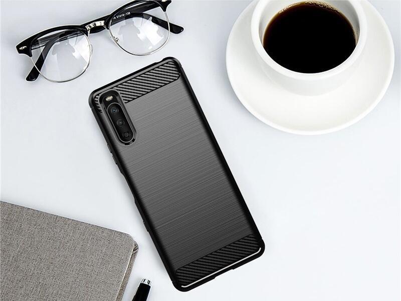 SKALO Sony Xperia 10 III Armor Carbon Stødsikker TPU-cover - Blå
