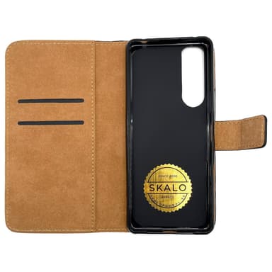 SKALO Sony Xperia 1 III Flip Cover m. Pung i Ægte Læder - Hvid