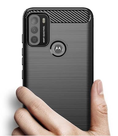 SKALO Moto G50 Armor Carbon Stødsikker TPU-cover - Rød