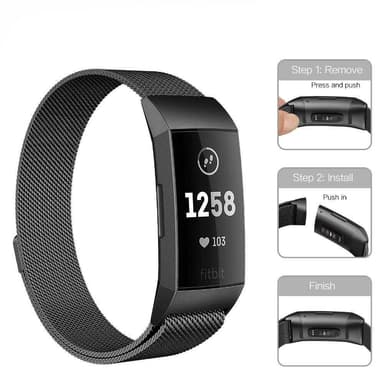 SKALO Milanese Loop til Fitbit Charge 3/4 - Sølv