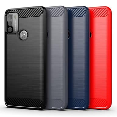 SKALO Moto G50 Armor Carbon Stødsikker TPU-cover - Rød