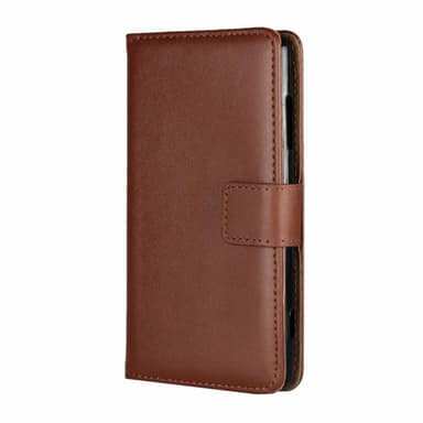 SKALO Samsung A22 5G Flip Cover m. Pung i Ægte Læder - Brun