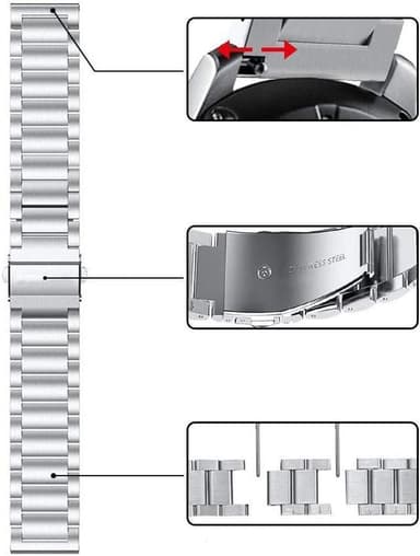 SKALO Link armbånd til Samsung Watch Active2 40mm - Sølv