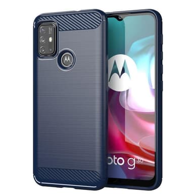 SKALO Moto G30 Armor Carbon Stødsikker TPU-cover - Blå