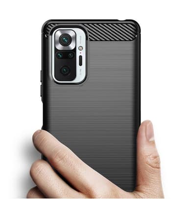SKALO Xiaomi Redmi Note 10 Pro Armor Carbon Stødsikker TPU-cover - Sort