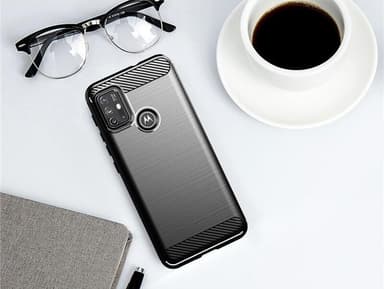 SKALO Moto G30 Armor Carbon Stødsikker TPU-cover - Blå