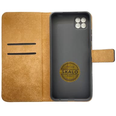 SKALO Samsung A22 5G Flip Cover m. Pung i Ægte Læder - Brun