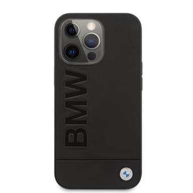 BMW iPhone 13 Pro Max Cover Hot Stamp Metal Logo Sort