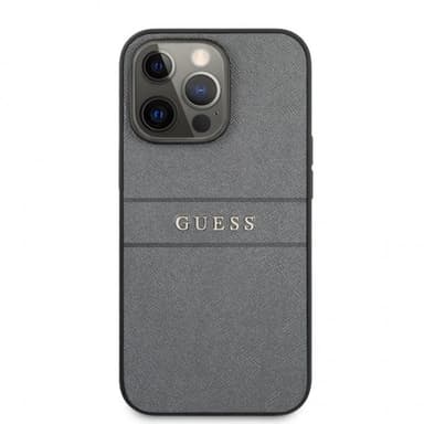 Guess iPhone 13 Pro Cover Hot Stamp Metal Logo Grå