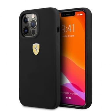 Ferrari iPhone 13 Pro Max Cover Liquid Silicone Metal Logo Sort