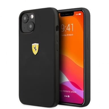 Ferrari iPhone 13 Mini Cover Liquid Silicone Metal Logo Sort