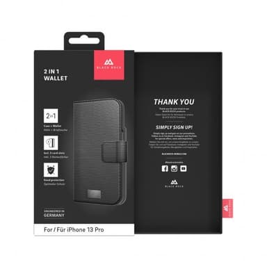 Black Rock iPhone 13 Pro Etui 2 in 1 Wallet Case Sort