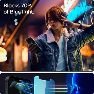 Spigen iPhone 13/iPhone 13 Pro/iPhone 14 Skærmbeskytter GLAS.tR EZ Fit Anti Bluelight 2-pack