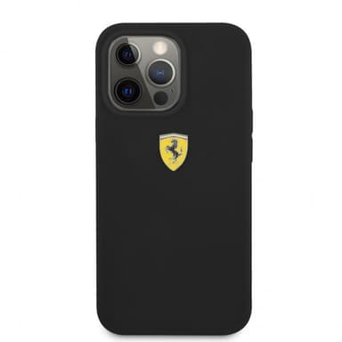 Ferrari iPhone 13 Pro Max Cover Liquid Silicone Metal Logo Sort