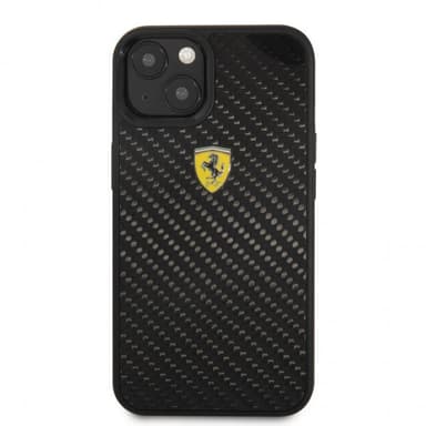 Ferrari iPhone 13 Mini Cover Real Carbon Metal Logo Sort