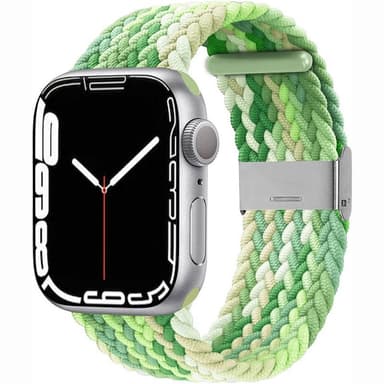 Flettet Elastik Armbånd Apple Watch 7 (45mm) - Gradientgreen