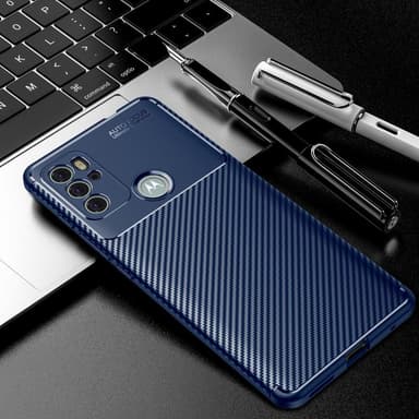 SKALO Moto G60S Carbon Fiber TPU cover - Blå