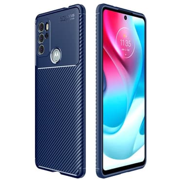 SKALO Moto G60S Carbon Fiber TPU cover - Blå