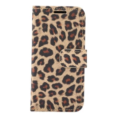 SKALO iPhone 13 Mini Leopardmønstret pungetui i PU-læder