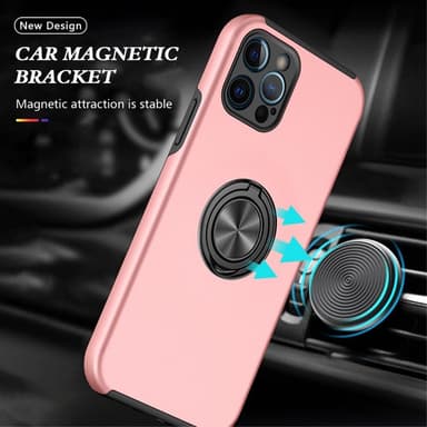 iPhone 13 Pro Max Fingerring Kickstand Hybrid Taske - Rødguld