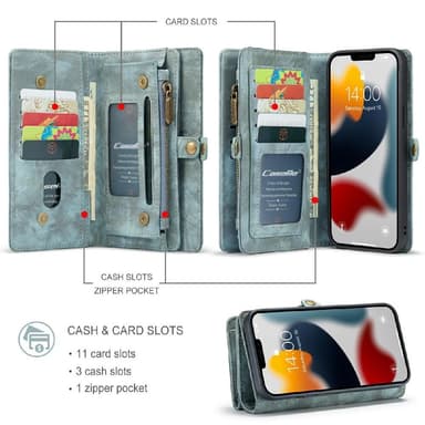 CASEME iPhone 13 Pro Max 2-i-1 tegnebog telefonskal - Blå