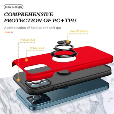 iPhone 13 Pro Max Fingerring Kickstand Hybrid Taske - Rød