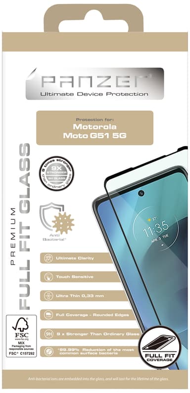 Panzer Full-Fit skærmbeskytter til Motorola Moto G51