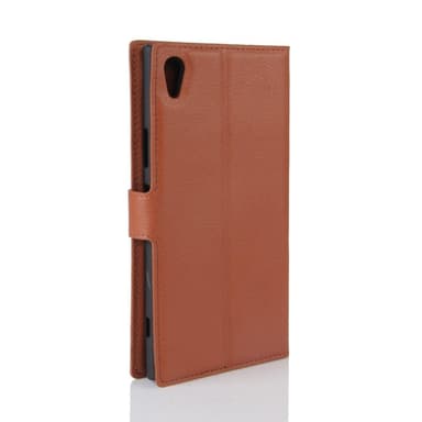 Litchi Skin Pung Taske til Sony Xperia XA1 Ultra - Brun