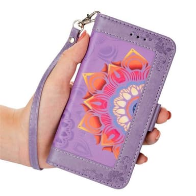 Flower wallet cover 4-kort Samsung Galaxy S22 Ultra - Lilla