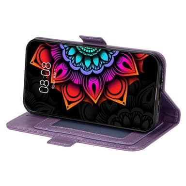 Flower wallet cover 4-kort Samsung Galaxy S22 Ultra - Lilla