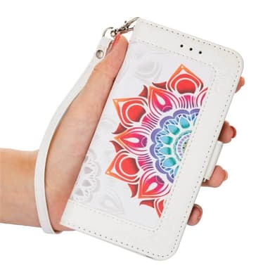 Flower wallet cover 4-kort Samsung Galaxy S22 Plus - Hvid