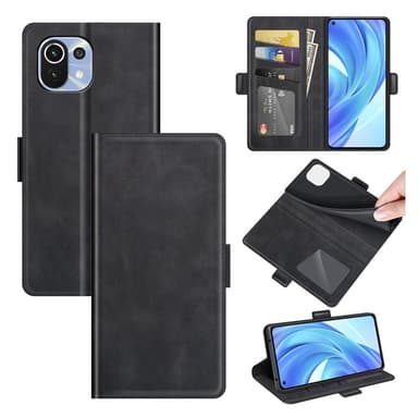 SKALO Xiaomi Mi 11 Lite Premium Wallet Flip Cover - Sort