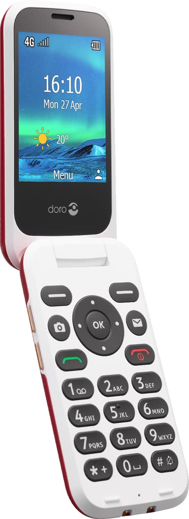 Doro 6881 mobiltelefon (rød/hvid)