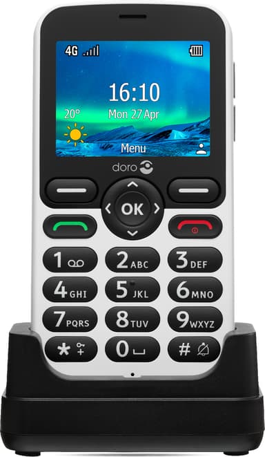 Doro 5861 mobiltelefon (hvid/sort)