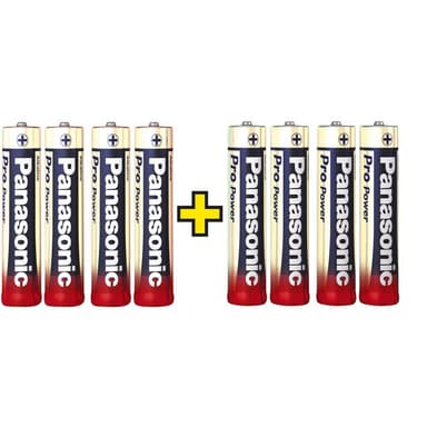 Panasonic AAA-batteri Pro Power 4+4 gratis