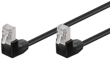 Goobay Netværkskabel CAT 5e vinklet 2x 90°, F/UTP, sort, 0,25 m