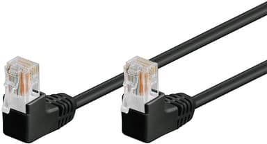 Goobay Netværkskabel CAT 5e vinklet 2x 90°, U/UTP, sort, 0,25 m