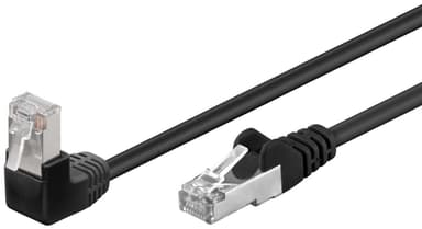Patchkabel CAT 5e, 1x 90° vinklad, F/UTP, svart, 3 m