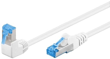 Netværkskabel CAT 6A vinklet 1x 90°, S/FTP (PiMF), hvid, 10 m